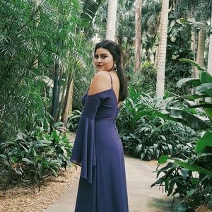 Lulu's purple cold shoulder maxi dress- Medium